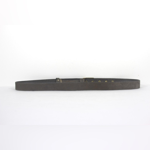 RAG & BONE Gray Brown Sueded Leather Belt with Brass Buckle Grommets 34”-38” - Picture 7 of 9
